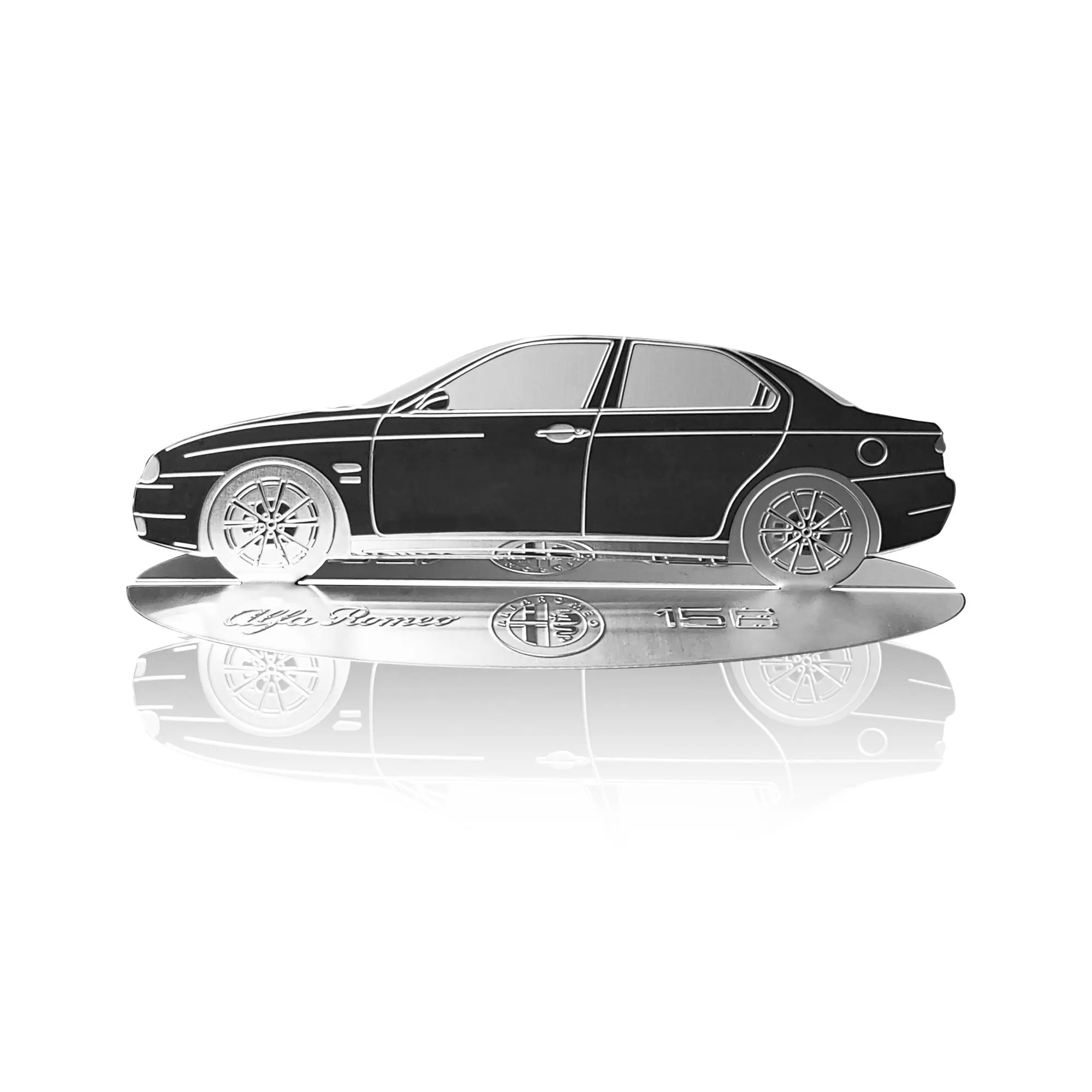 Diecast model shape engraved car Alfa Romeo 156 stainless steel