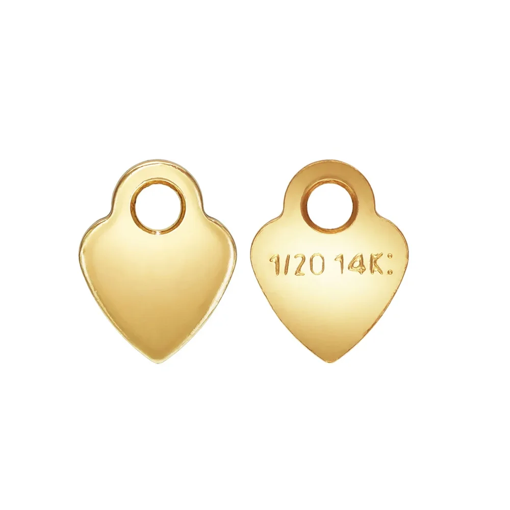 20pcs 14K Gold Filled Tiny Love Heart Quality Tag Charms for Jewelry Findings 1/20 14K