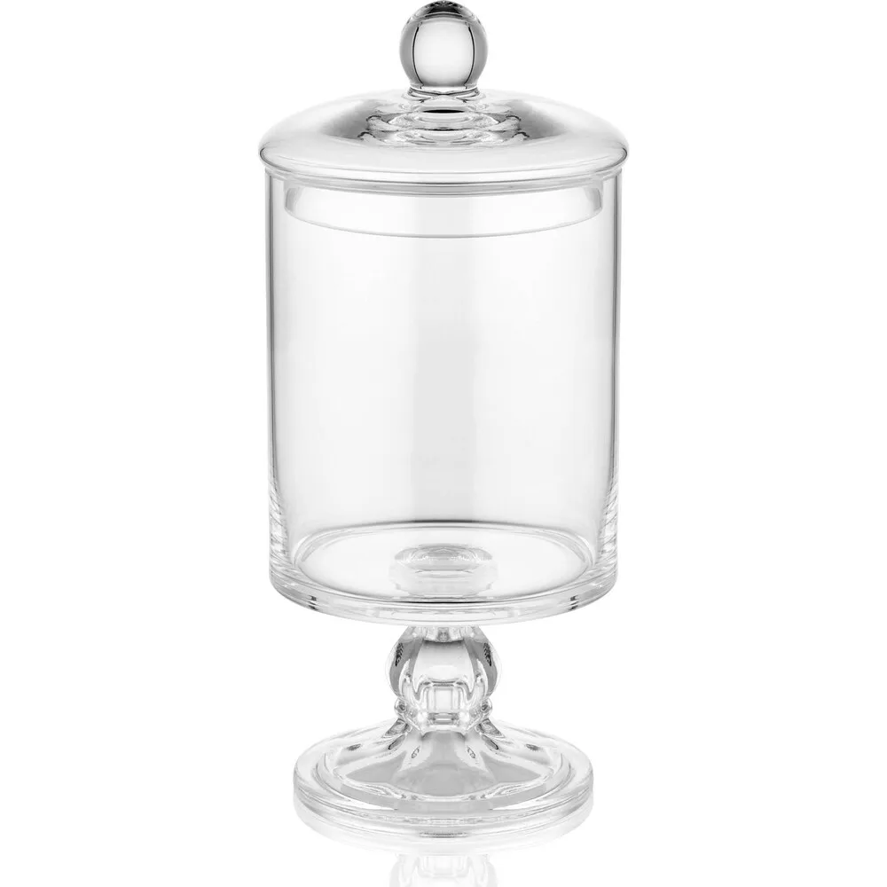 The Mia Glass Covered Sugar Bowl 25 x 12 x 12 cm Footed Cookie Stand Covered Kitchen Glass Accessory 1000ml.