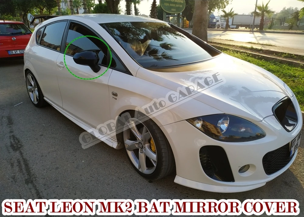 For SEAT LEON MK2 Bat Mirror Cover 2009 2010 2011 2012 Glossy Piano Black 2 PCS Wing Car Auto Universal Ornament Sport Quality