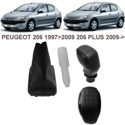 GEAR KNOB (SPORTS BLACK TYPE) & SHIFTERS LEVER BELLOWS PEUGEOT 206-206 PLUS FOR 1997- 7588.PC- 7588.GE- 7591.T2-7591.T2 & 16088722ZD