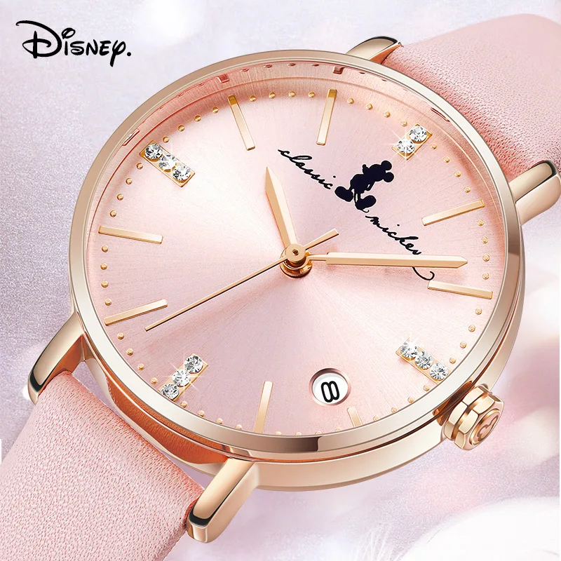 Disney For Women Watch Fashion Casual Japan Quartz Wristwatch Micky Minnie Mouse Rhinstone Lady Youth Girl Female New Gift Clock