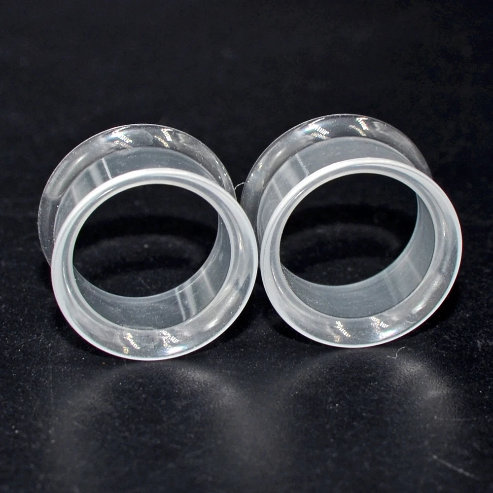 Pair Transparent &White&Black Color UV Acrylic Double Flared Ear Tunnel Expander Ear Plug Ear Gauges Body Piercing Jewelry