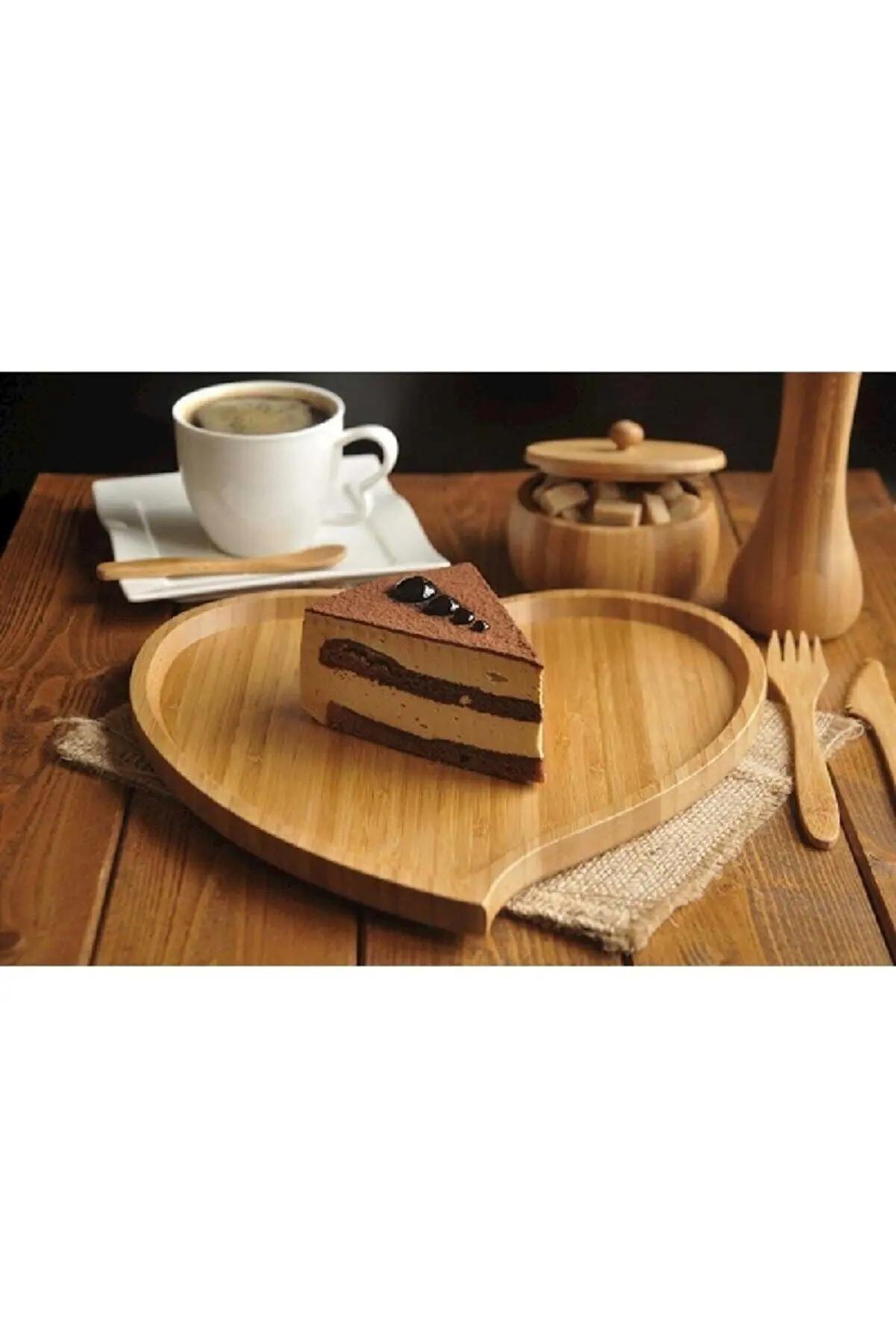 Bambu amor coração bandeja placa de chá serviço queijo lanche madeira decorativa cozinha acessório café comida rápida chave