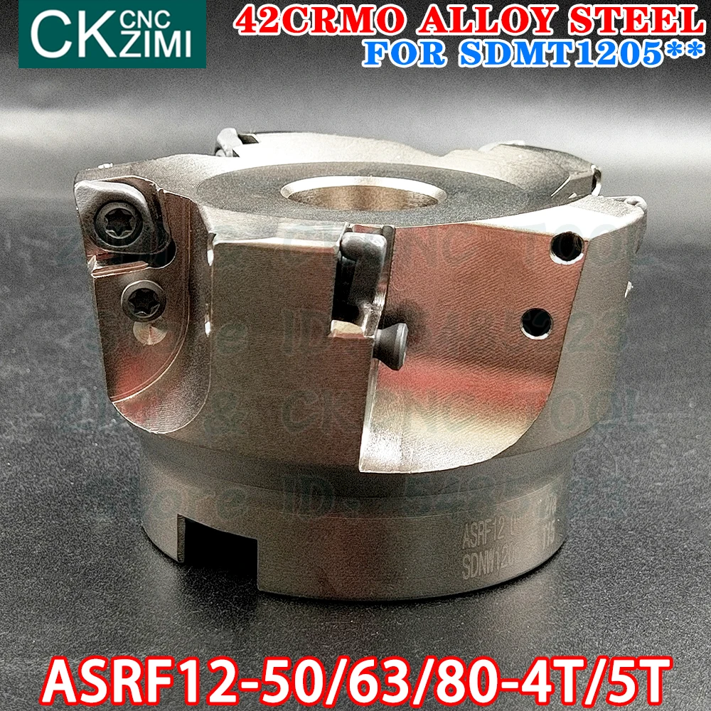 ASRF 12-80-27-5T ASRF 12-63-22-4T ASRF 12-50-22-4T face mill Rapid feed heavy cutting alloy face milling cutter for SDMT Inserts