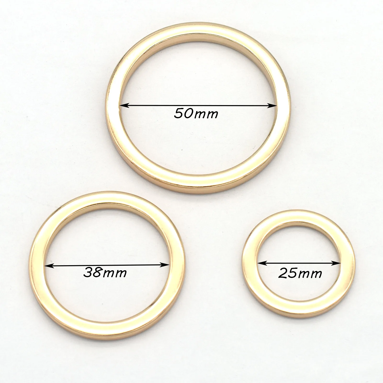 Metal Gold O Ring 50mm More Size Multi-Purpose Gold Metal O Ring Metal Rings for Bags Ring Purse Webbing DIY Accessories