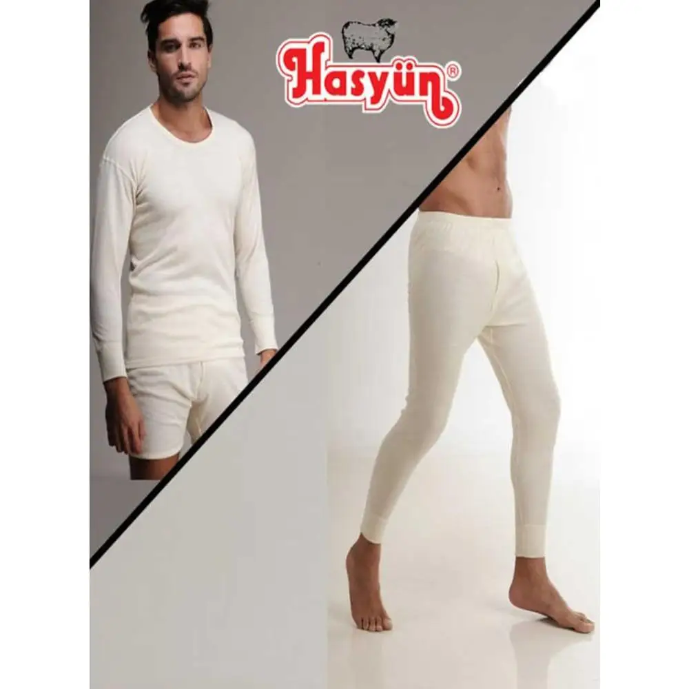 Australian Real Merino Wool Thermal Underwear Men Beige Fishing  Russian Keep Warm and Dry Sets  Thermo Pants Long John Fleece