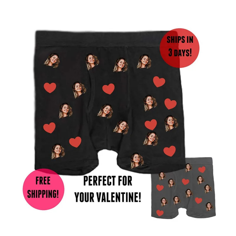 

Custom funny boxers stocking stuffer for him, valentines gift for him husband boyfriend, Valentine's Day Chirstmas underwears