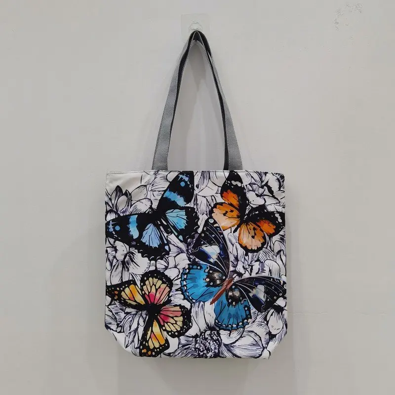 Beautiful Butterfly Print Handbags Fashion All-Match Tote Travel Foldable Storage Beach Bag High Capacity Shoulder Shopping Bags