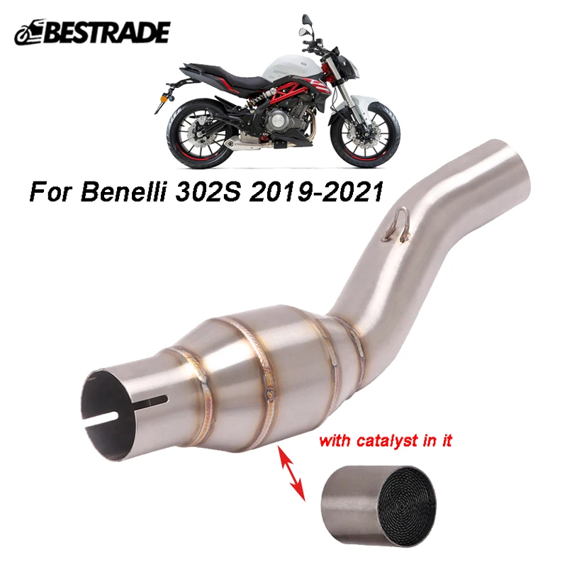 

302S Exhaust Middle Pipe For Benelli 302S 2019 2020 2021 Motorcycle Mid Link Connect Tube Slip 51mm Mufflers Stainless Steel