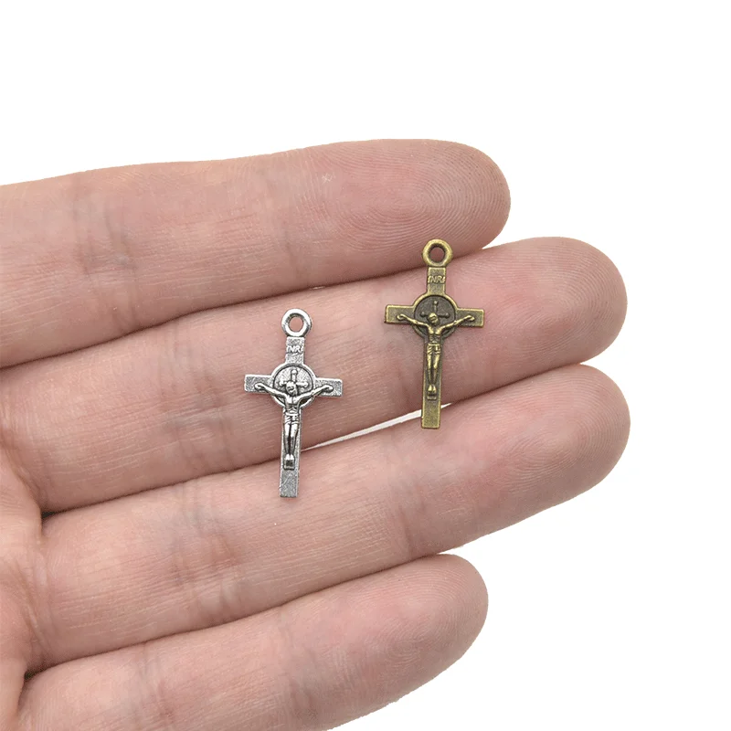 50pcs Wholesale Two Color Cross Charms Zinc Alloy Metal Christ Pendants For DIY Handmade Jewelry Accessories Making 23*12mm - Detail 1