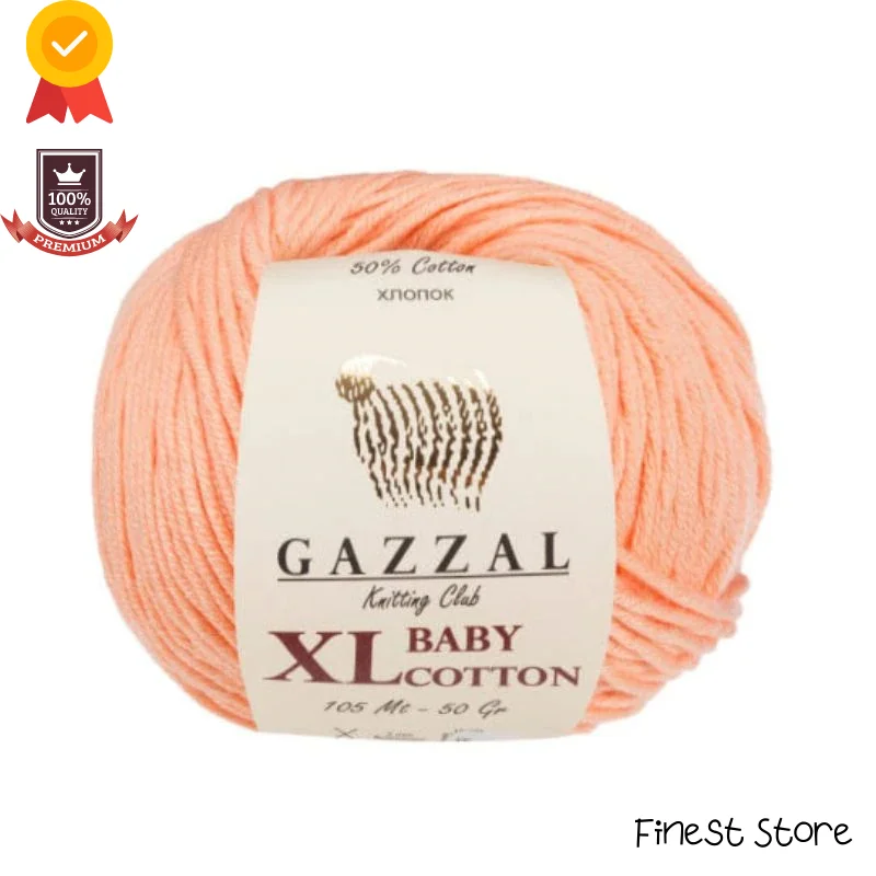 Thread 1 Pack |5 Balls| Gazzal Baby Cotton XL |50 Gram / 105 Meter| Crochet Tool Kit Sewing Threads Braid Rope Stitching Yarns