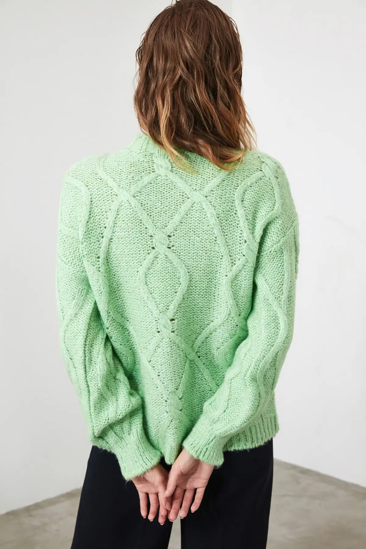 Mint Hair Braided Knitwear Sweater Knitted Sweater Autumn Winter Long Sleeve  Jumper Casual Streetwear Fashion Femme