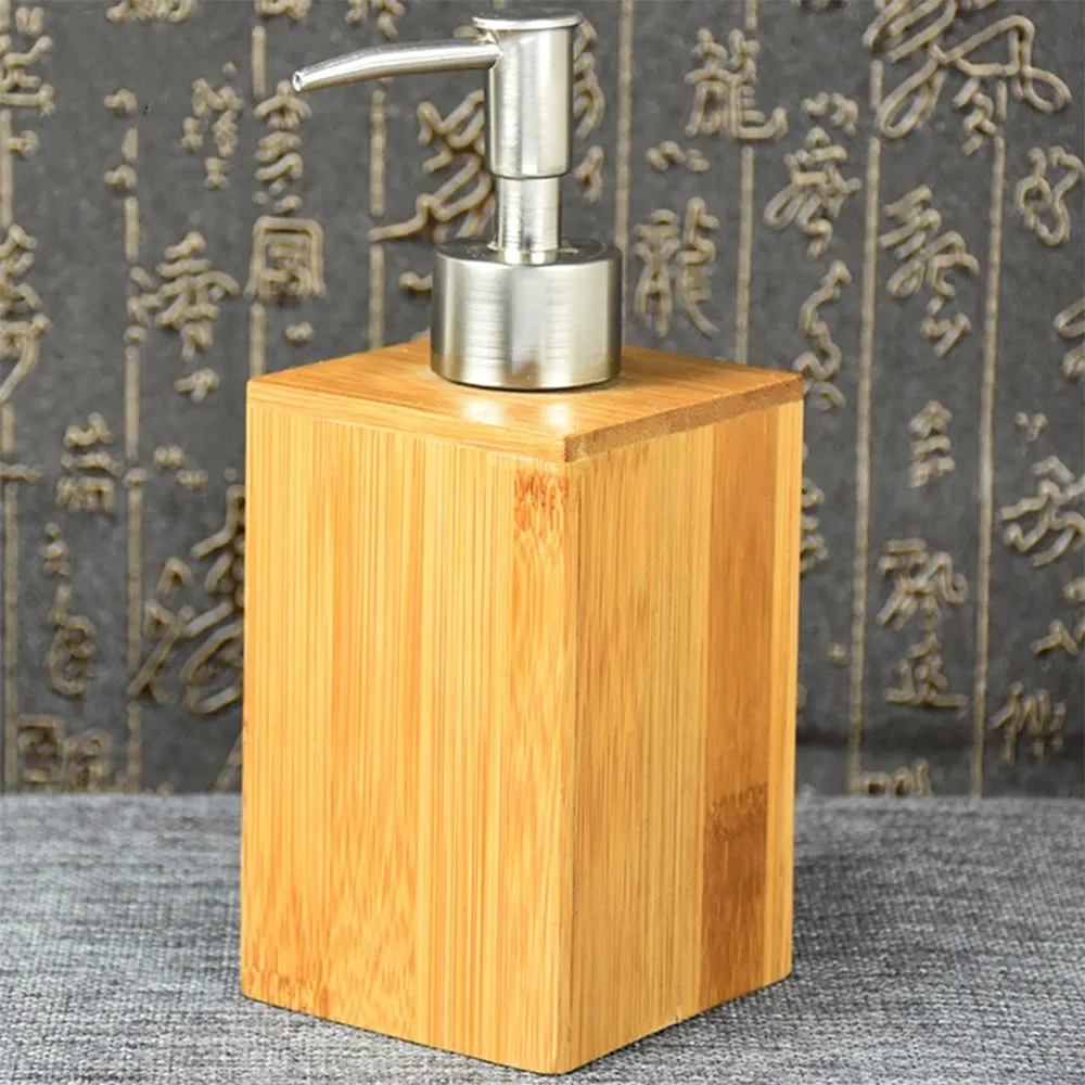 Soap Dispenser Lotion Shampoo Dispenser Bottle Holder Bathroom Kitchen Bamboo Liquid Hand Soap Dispenser Pump 500mL