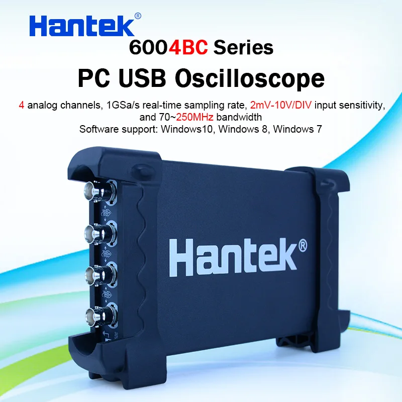 Hantek Digital Oscilloscope 6074BC/6104BC/6204BC/6254BC 1GSa/s 4 Channels 70-250MHz USB Oscilloscopes