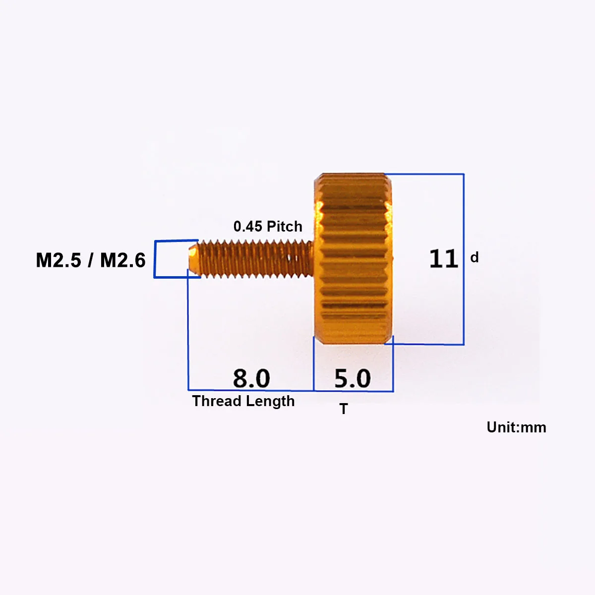 5Pcs Colourful Aluminum Alloy Knurled Thumb Screws M2.5 M2.6 Plain Head Hand Tighten Screw For RC Airplane Computer Case DIY