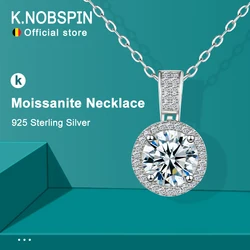 Knobspin 925 Sterling Silver Necklace For Women Real Moissanite Diamonds Pendant With GRA Certificate Neck Chain Fine Jewelry