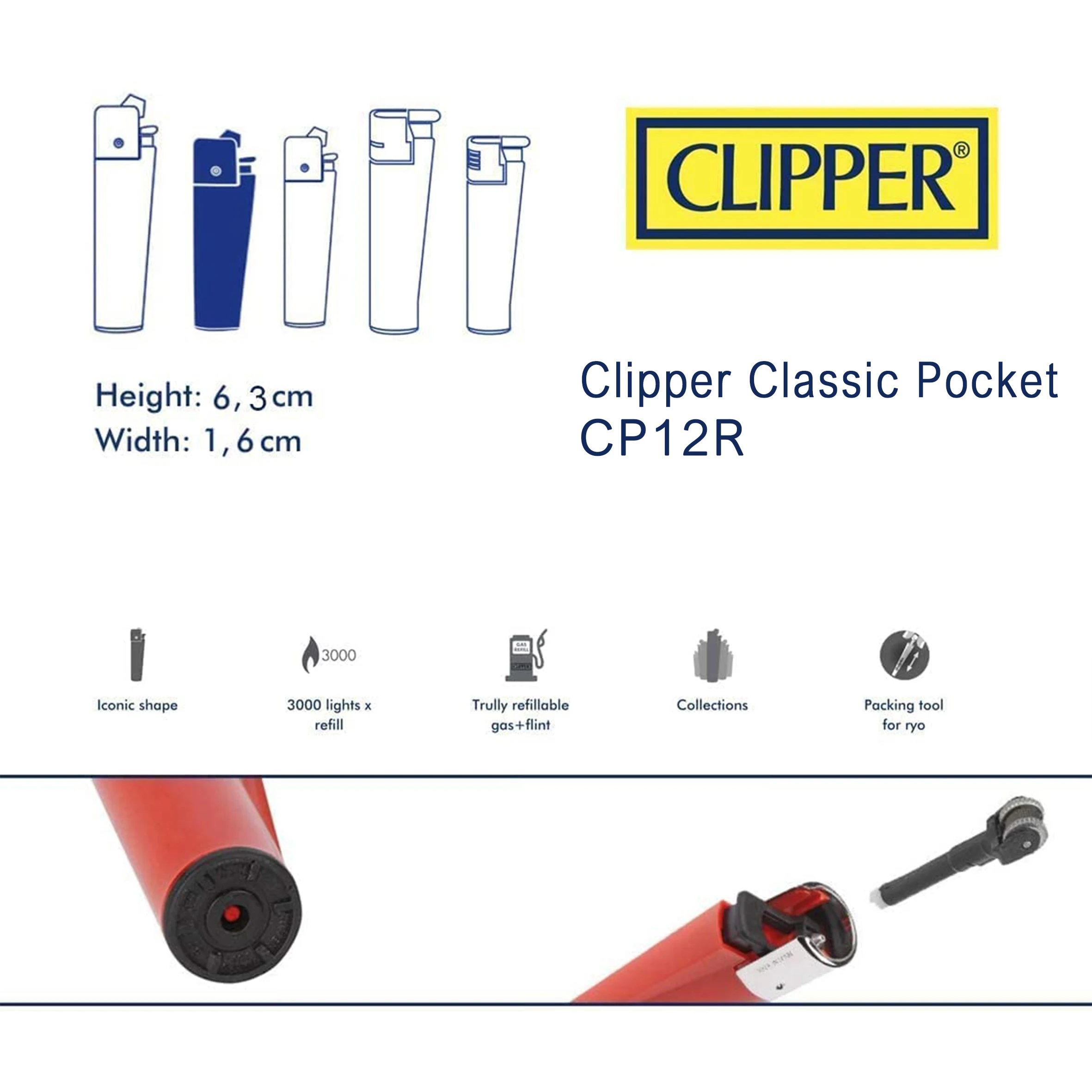 Clipper Pack of 48 lighters lighters Clipper color translucate Pocket