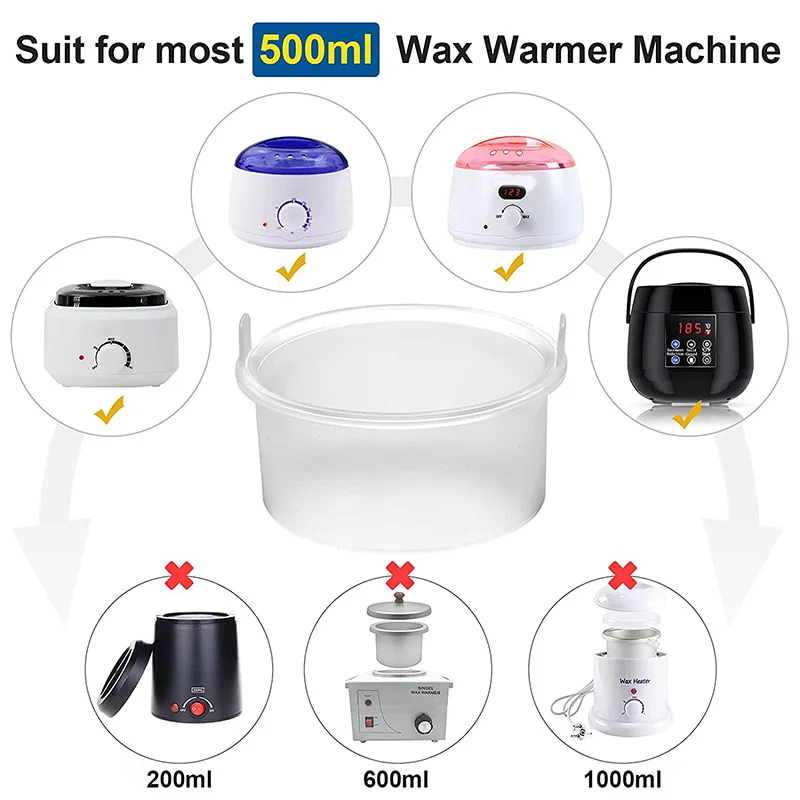 2Pcs Siliconen Wax Pot Wax Smelten Innerlijke Pot Vervanging Anti-aanbak Siliconen Ontharing Wax Kom Voor 500Ml Wax warmer Machine