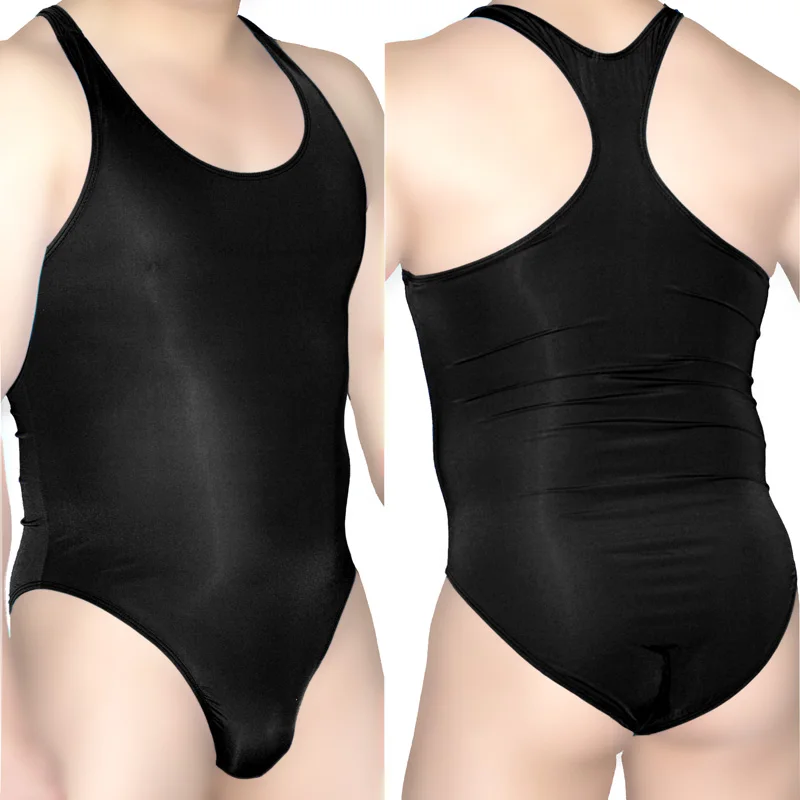 G3292 Mens bodysuit Moderate bottom Brief Leotard Nylon spandex High Cut Race Back silky soft