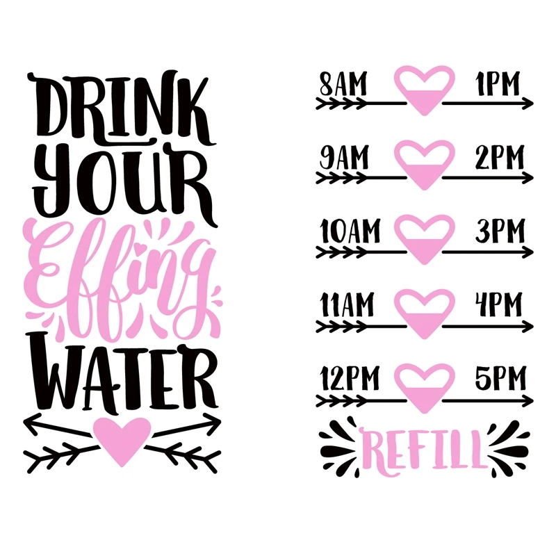 Water Bottle Decoration Drink Your Effing Quote Vinyl Sticker , Water Tracker Reminder Funny DIY Vinyl Decals Decor