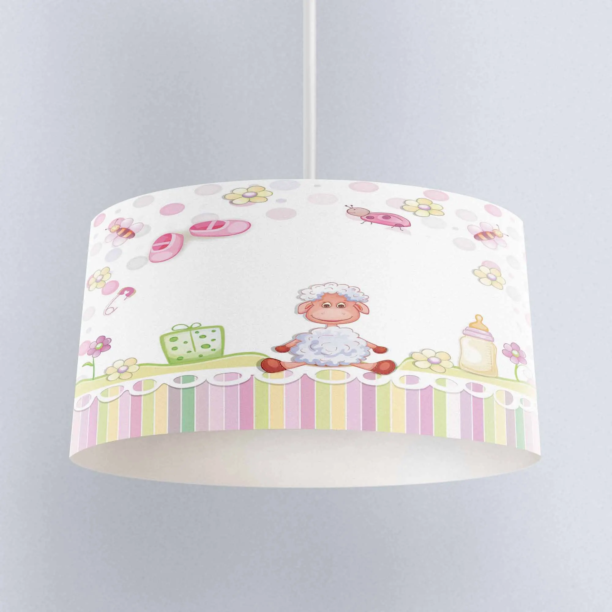 

Else Pink Yellow Green Lines Lamb Booties Print Fabric Kids Chandelier Lamp Drum Lampshade Floor Ceiling Pendant Light Shade