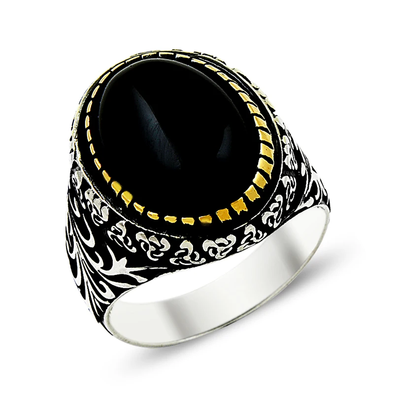 925 Silver Classic Ottoman Style Men Ring for Men