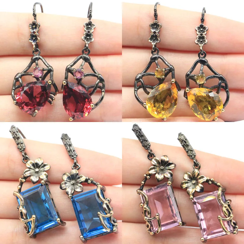 

Buy 3 get 1 free 49x18mm 15.1g Golden Citrine Kunzite London Blue Topaz Pink Tourmaline Emerald Ruby Silver Pendant Earrings