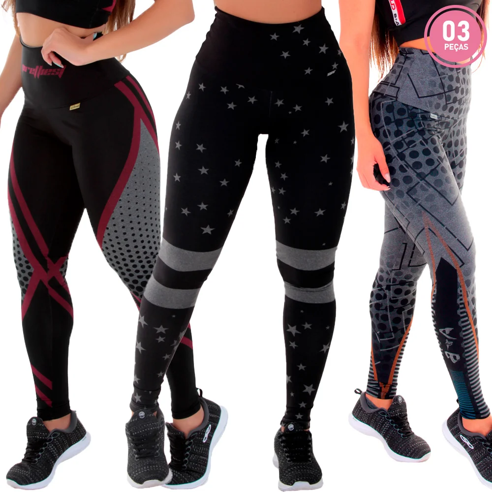 KIT 3 LEGGINGS MESCLES SUBLIMED NOT TRANSPARENT