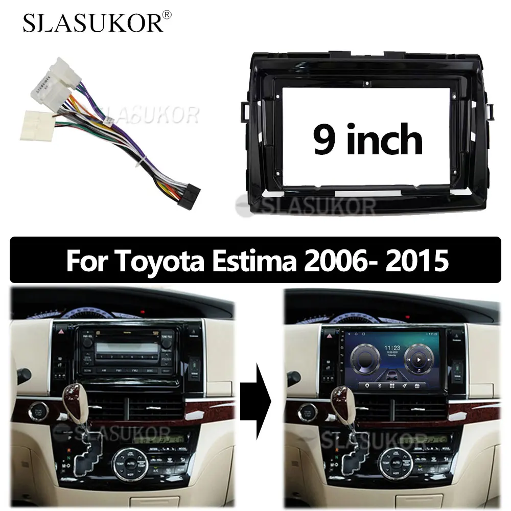 

9 INCH Fascia fit For Toyota Previa / Estima / Tarago Cable ABS Frame Panel Dash Mounting Installation Trim Kit Frame Bezel