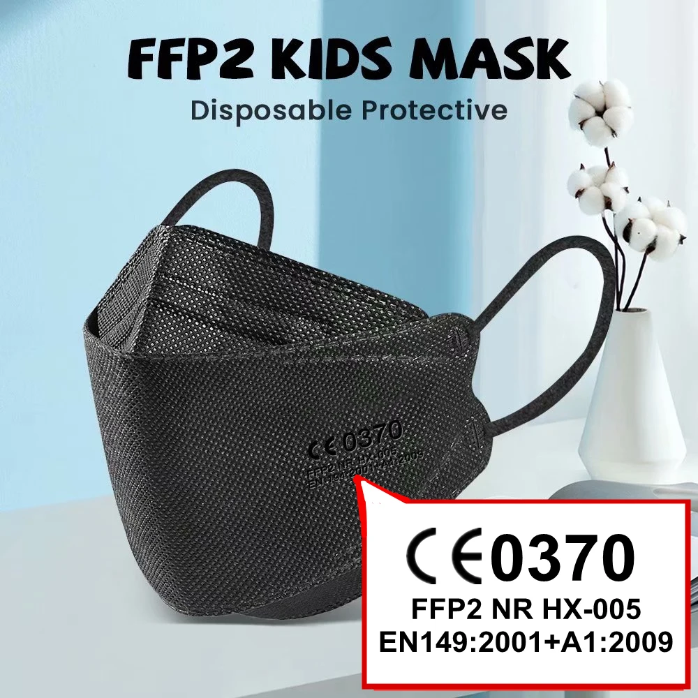 10-200PCS Kids KN95 Mask Children FFP2 Mascarillas 4 Layers Fit 6-14 Years Protective Dustproof Face Masks Girls Boys Mask niños