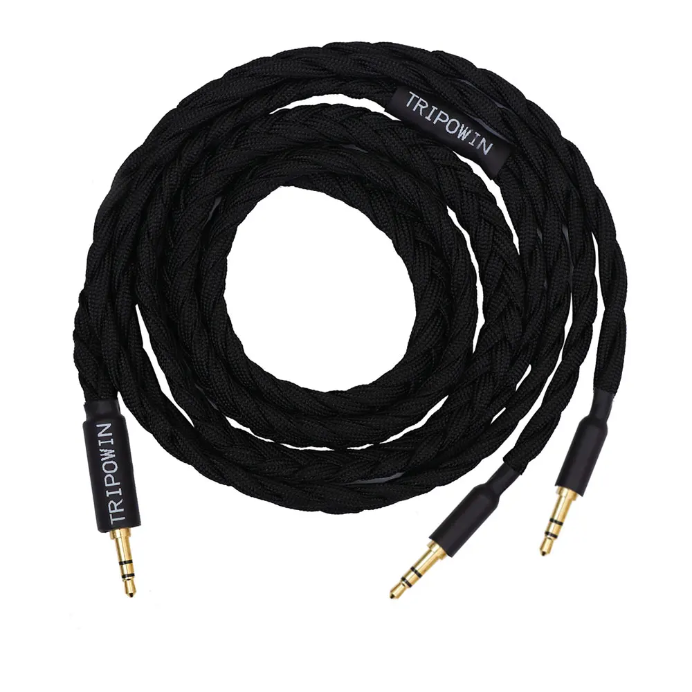 Vorbestellung Tripowin GranVia 26AWG 36 Stränge x 4-adriges handgefertigtes Kopfhörer-Ersatzkabel für HD650 HD580 HD800 ANANDA Schwarz – Detail 6