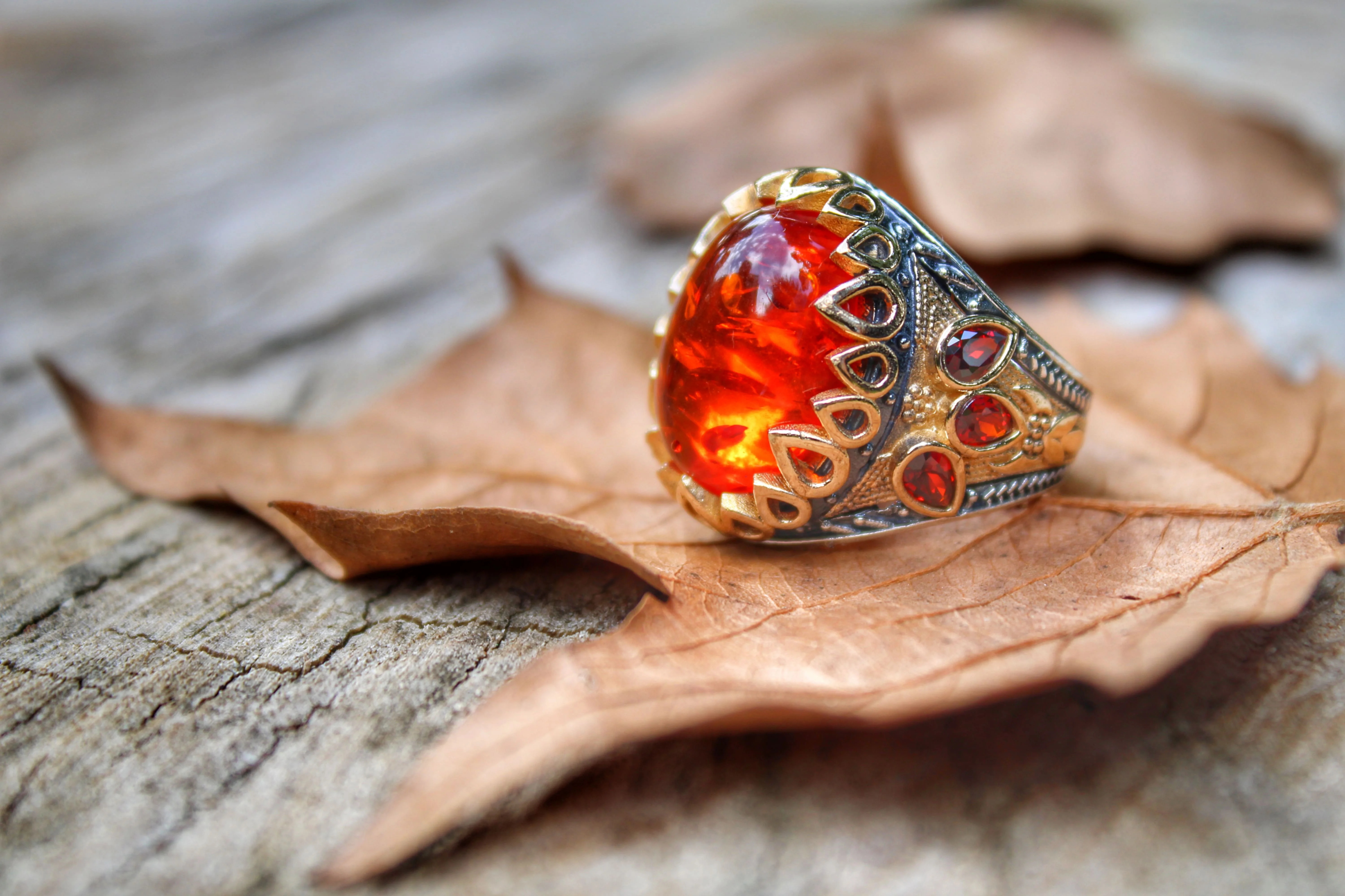 Real Pure 925 Sterling silver ring real amber stone hand made made in turkey luxury and trendy model vintage style new model