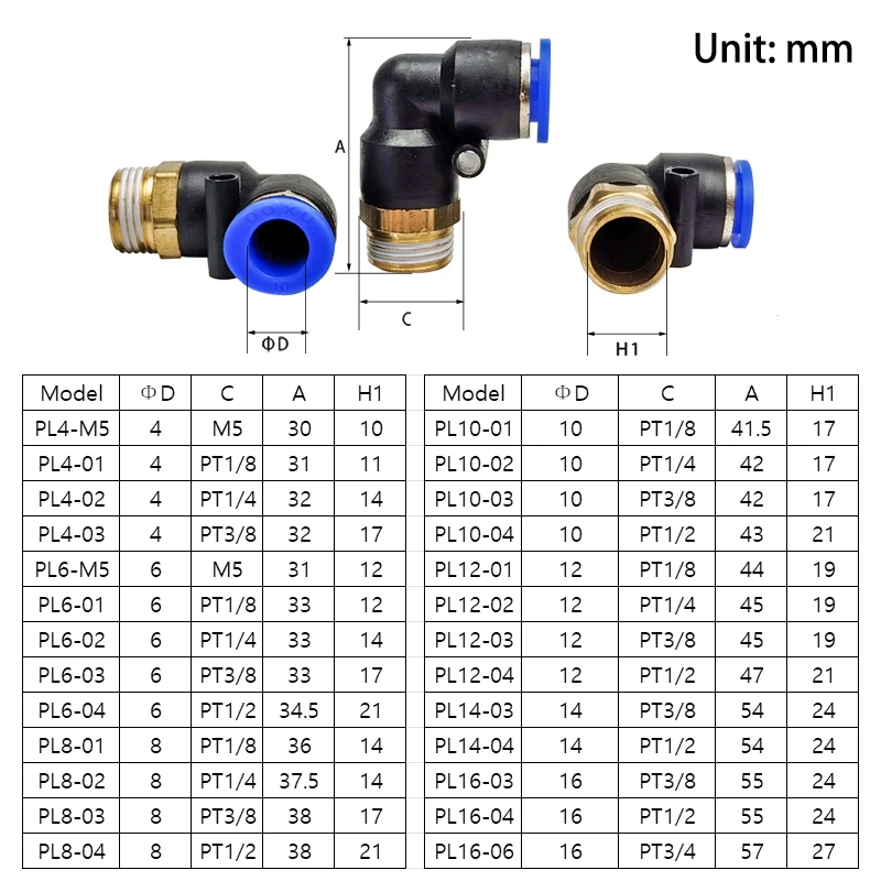 10 Chiếc Chất Lượng Cao Nhanh Chóng Phát Hành Đồng Lắp PL/PB/PCF/Máy Tính/SL/PD/PX Loại Máy Lạnh Rapidities Ống Khí Nén Cổng Kết Nối