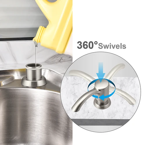 Imagen 2 del producto Dispensador de jabón de níquel Samodra, fregadero de cocina negro, contador, dispensador de jabón líquido, botella, accesorios de cocina, bombas integradas de 360ml