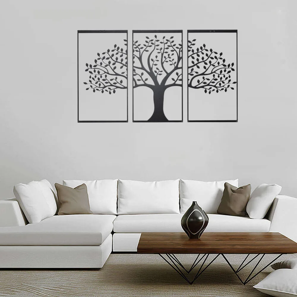 Tree Herb Metal Wall Art Decor Laser Cut Hanging for Indoor Outdoor Home Office Decorative Garden Bedroom Livingroom Plaque