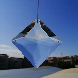 Camal 1PCS 60mm (4 holes) K9 Faceted Square Glass Crystal Pendant Prism Bead Lamp Lighting Part Hanging Chandelier SunCatcher