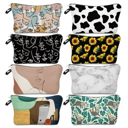 Sloth Abstract Art Cosmetic Bag Waterproof Printing Swanky Turtle Leaf Toiletry Bag Custom Style for Travel Makeup Bag Custom