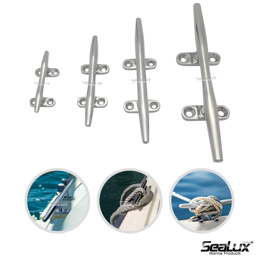 Sealux Open Base Cleat 8 inch Marine Grade Stainless Steel 316 for Yacht Boat Marine Accessories