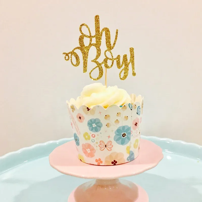 

Oh Boy!!!, 12ct Custom Glitter Cupcake Topper, Birthday Party, Baby Shower, Food Toothpicks, Any Color