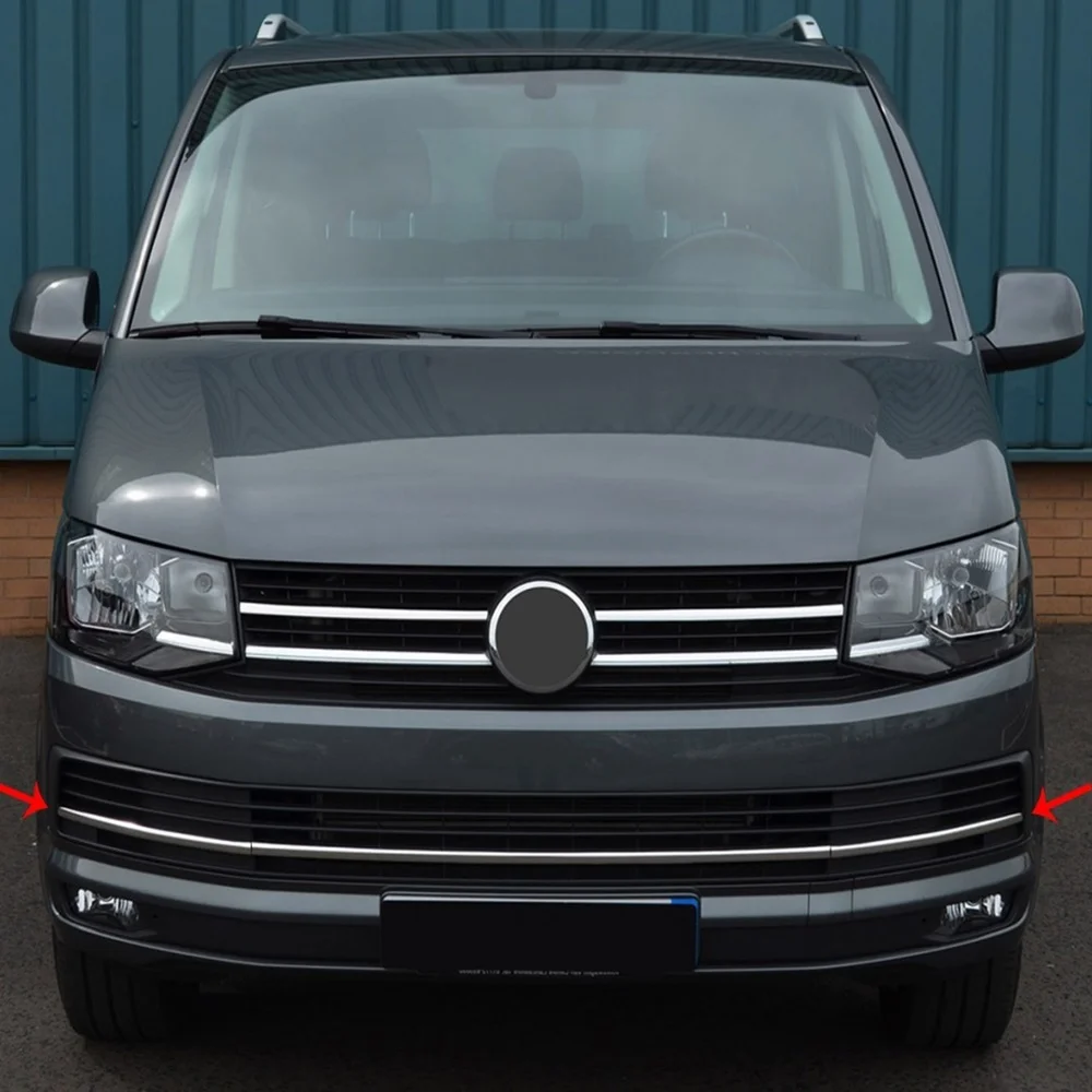 For Volkswagen VW T6 Transporter Chrome Front Bumper Streamer 3 Pcs 2015-2019 . Stainless Steel. A + Quality Modified Design