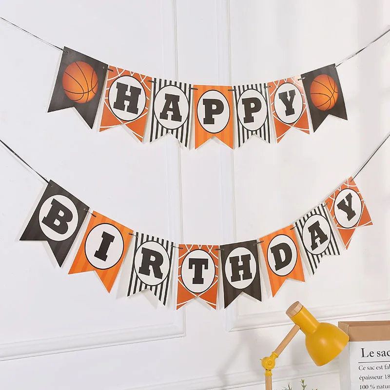 1-9 Years Number Ballons Basketball Club Disposable Tableware Set Sport Boy Basketball Enthusiast Birthday Party Decoration