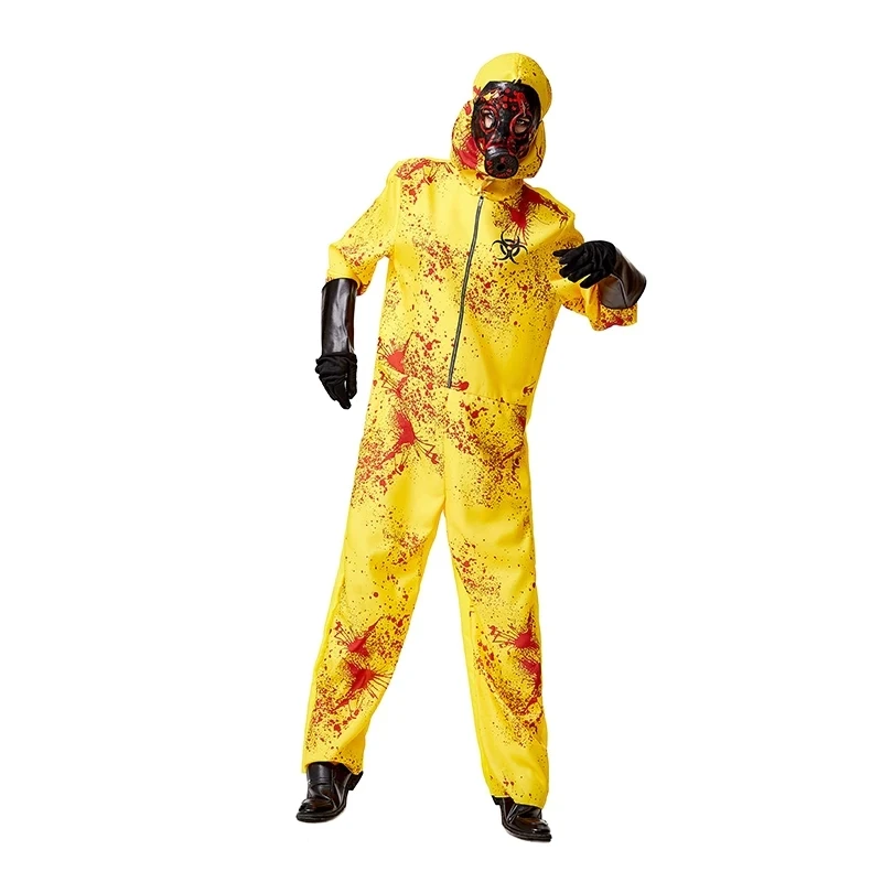 Unisex Adult Horror Hazmat Hazard Jumpsuit With Mask Women Walking Dead Nuclear Fallout Radioactive Zombie Costume for Men