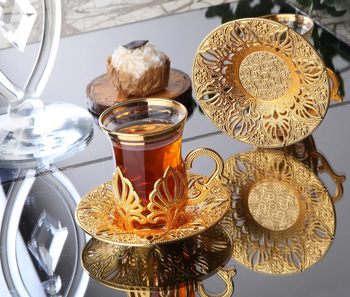 

Gold Color Tea Cups Set For Six Person