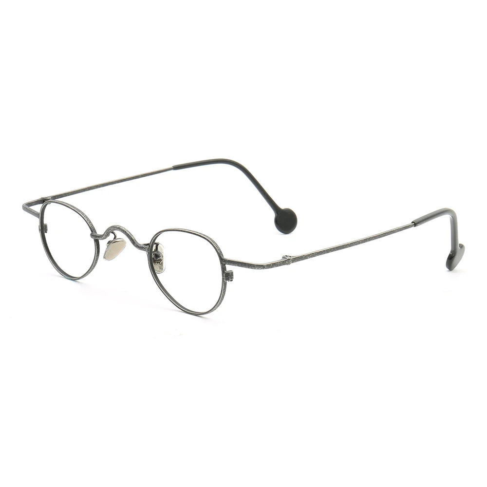Round Women Vintage Metal Eyeglass Frame Men Optical Glasses Frame Retro Nerd Oval Lightweight Rx Spectacles Silver Grey Eyewear