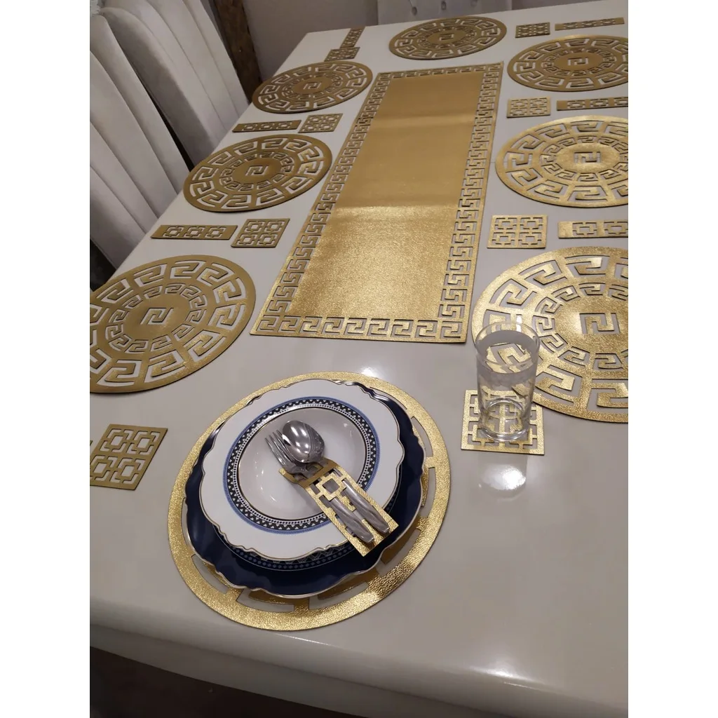 Ottoman Motifs Table Runner Set (4/6/7/8/10/12 Persons) - Wedding Decoration Art Dinner Camino De Mesa