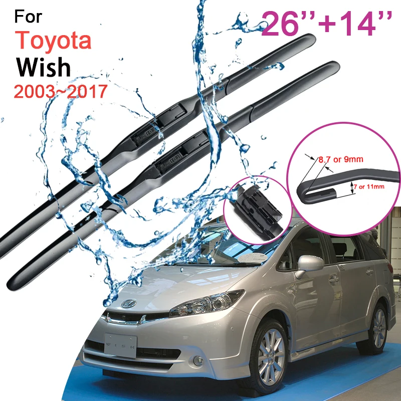 

Car Front Windshield Wiper Blades for Toyota Wish AE10 AE20 2004 2003~2017 Frameless Durable Rubber Snow Scraping Accessories