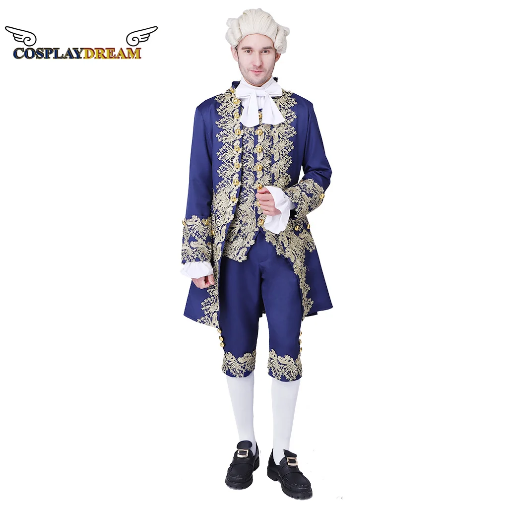 18th Century Colonial Outfit Men\'s Medieval Uniform Noble Court Rococo Medieval Cosplay Costume Retro Halloween Costume