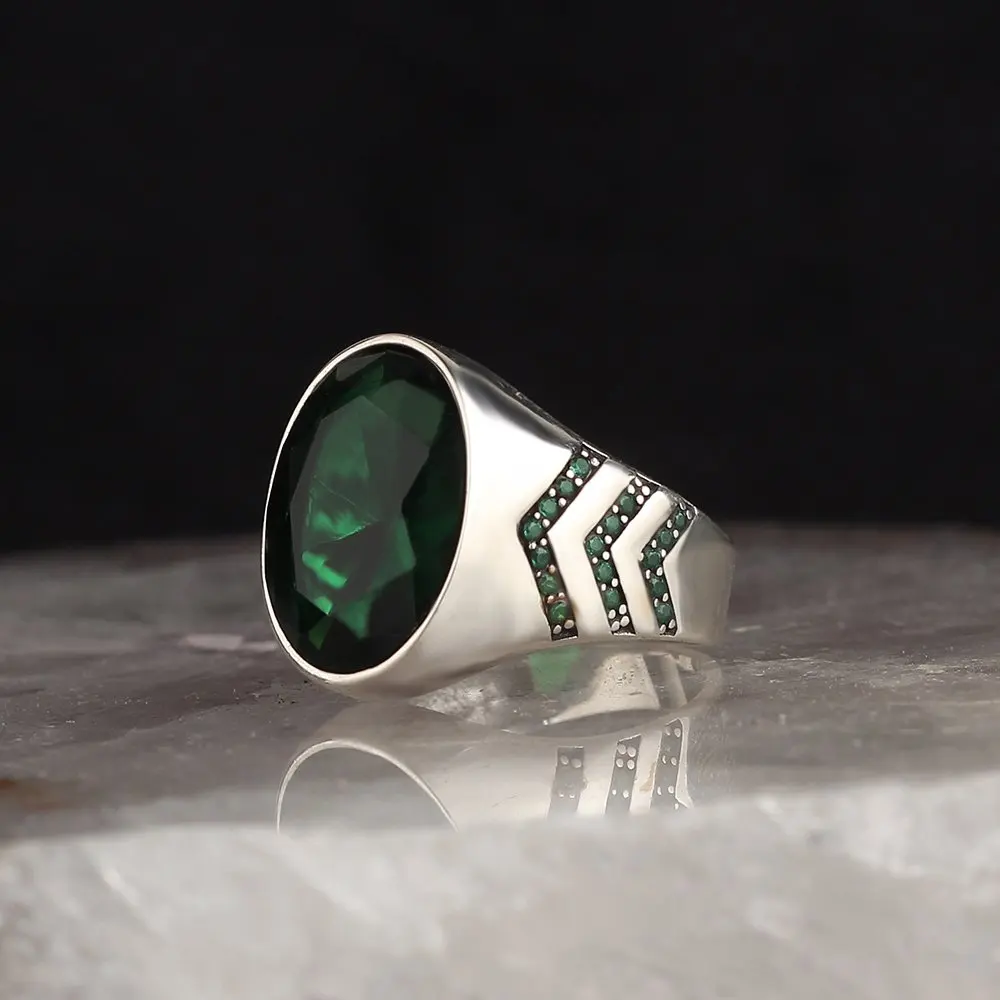 Green Zircon Stone 925 Sterling Silver Ring