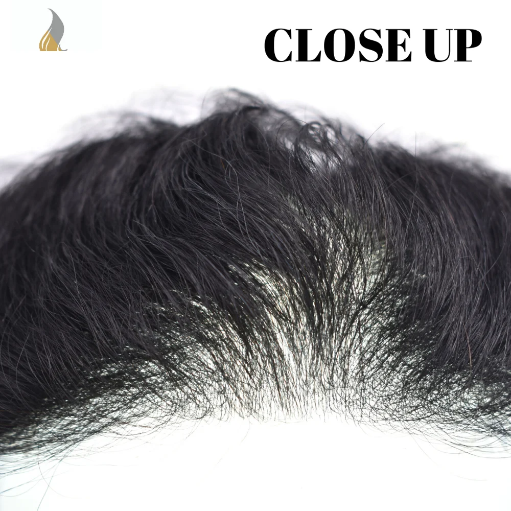 Invisible Super Thin Skin 0.06mm Mens Toupee Substituição Sistema de Cabelo V-Looped Mix Cabelo Cinza Transparente Poli Prótese Masculina